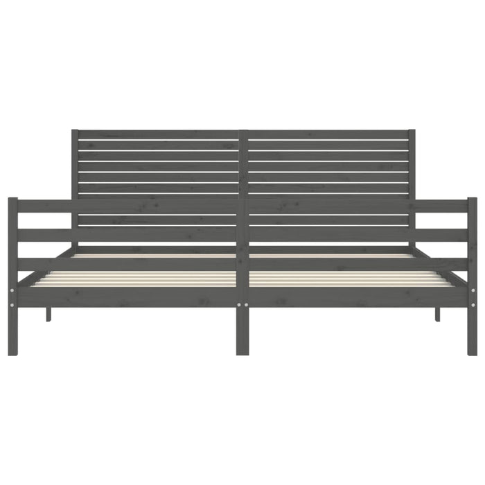 Massivholzbett mit Kopfteil Grau 200x200 cm