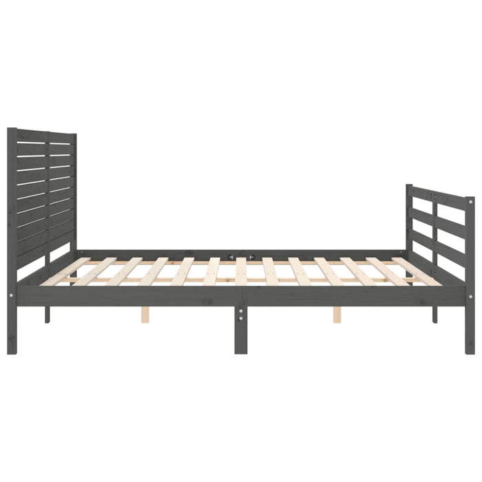 Massivholzbett mit Kopfteil Grau 200x200 cm