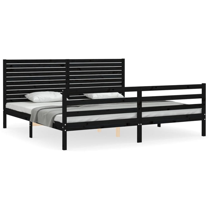 Massivholzbett mit Kopfteil Schwarz 200x200 cm