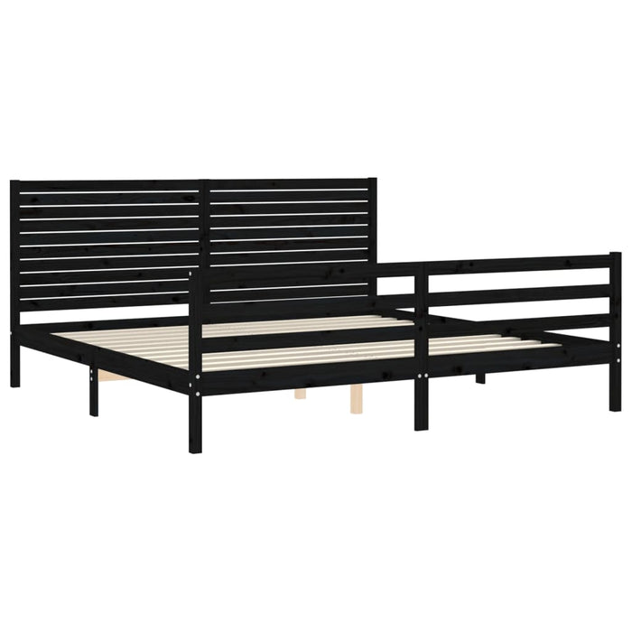 Massivholzbett mit Kopfteil Schwarz 200x200 cm