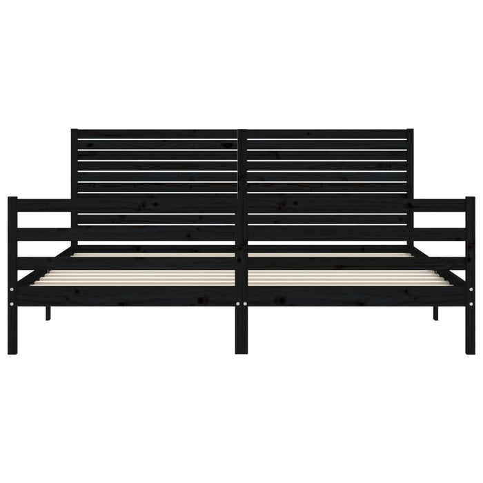 Massivholzbett mit Kopfteil Schwarz 200x200 cm