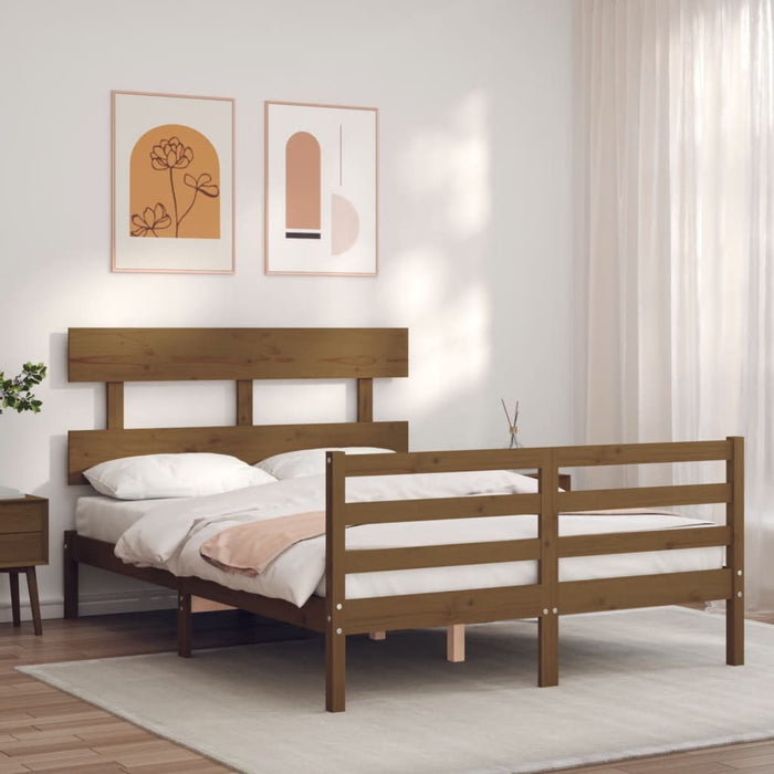 Massivholzbett mit Kopfteil Honigbraun