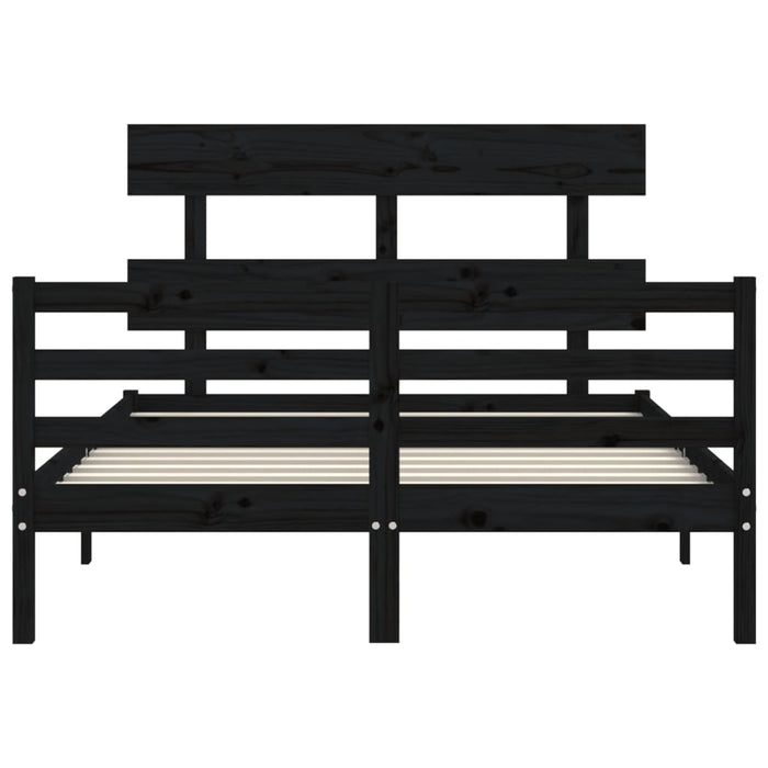 Massivholzbett mit Kopfteil Schwarz 140x190 cm