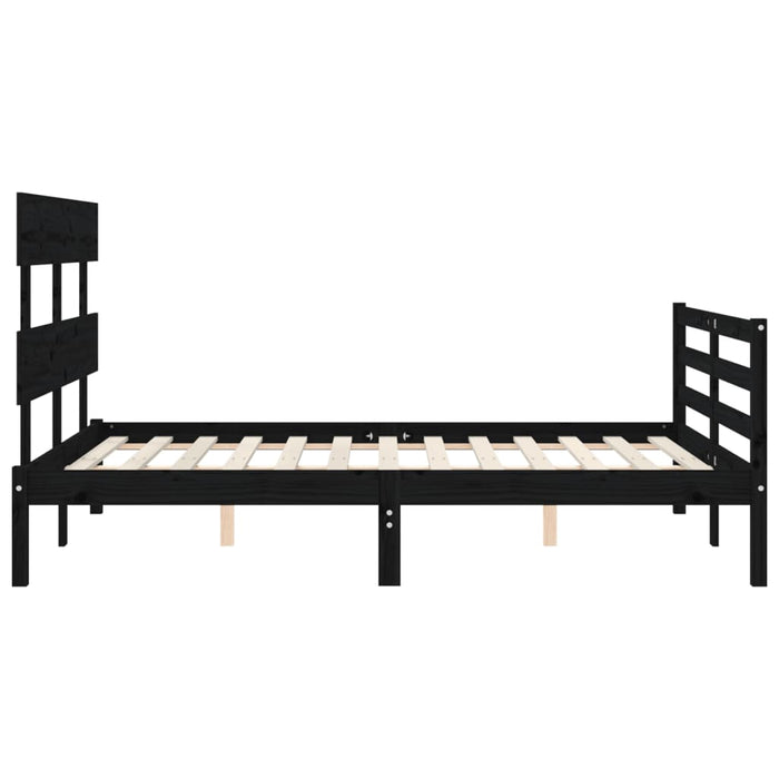 Massivholzbett mit Kopfteil Schwarz 140x190 cm