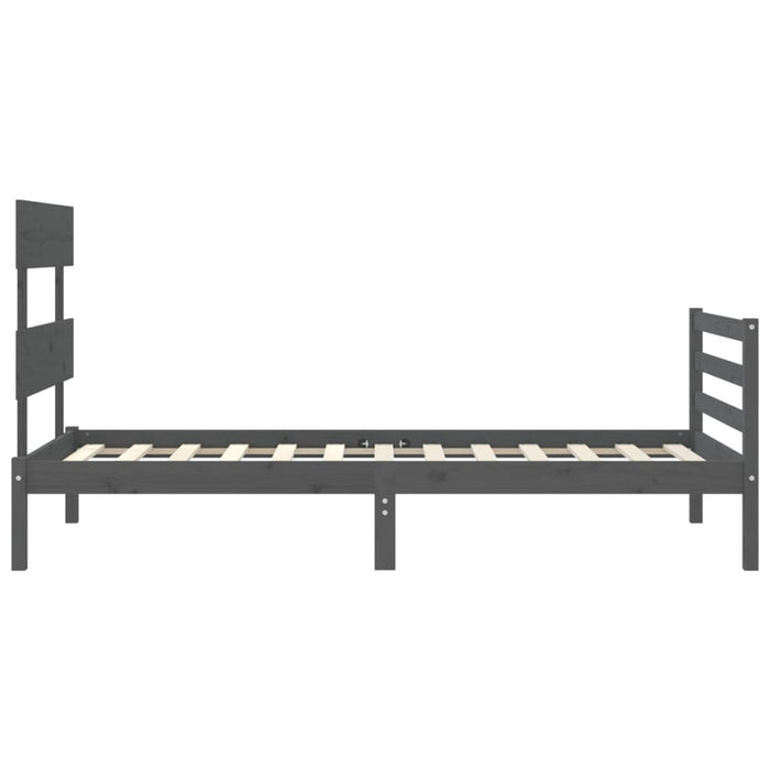 Massivholzbett mit Kopfteil Grau 100x200 cm