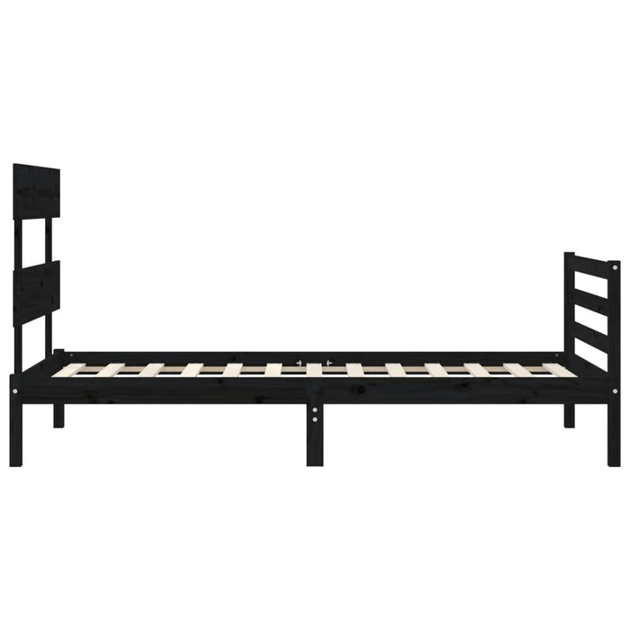 Massivholzbett mit Kopfteil Schwarz 100x200 cm