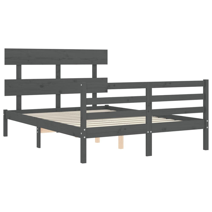 Massivholzbett mit Kopfteil Grau 120x200 cm