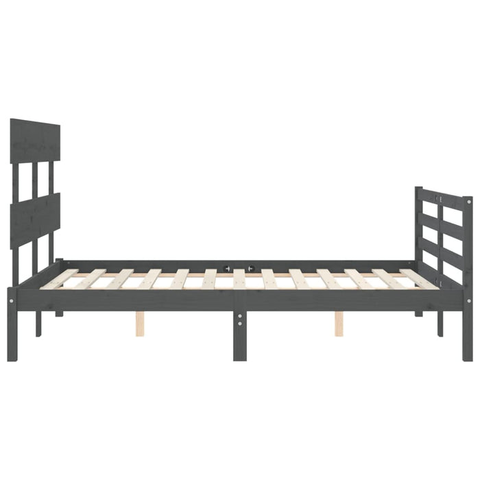 Massivholzbett mit Kopfteil Grau 120x200 cm