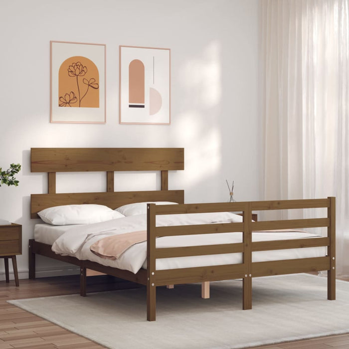 Massivholzbett mit Kopfteil Honigbraun 120x200 cm