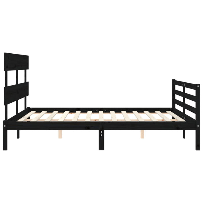 Massivholzbett mit Kopfteil Schwarz 160x200 cm