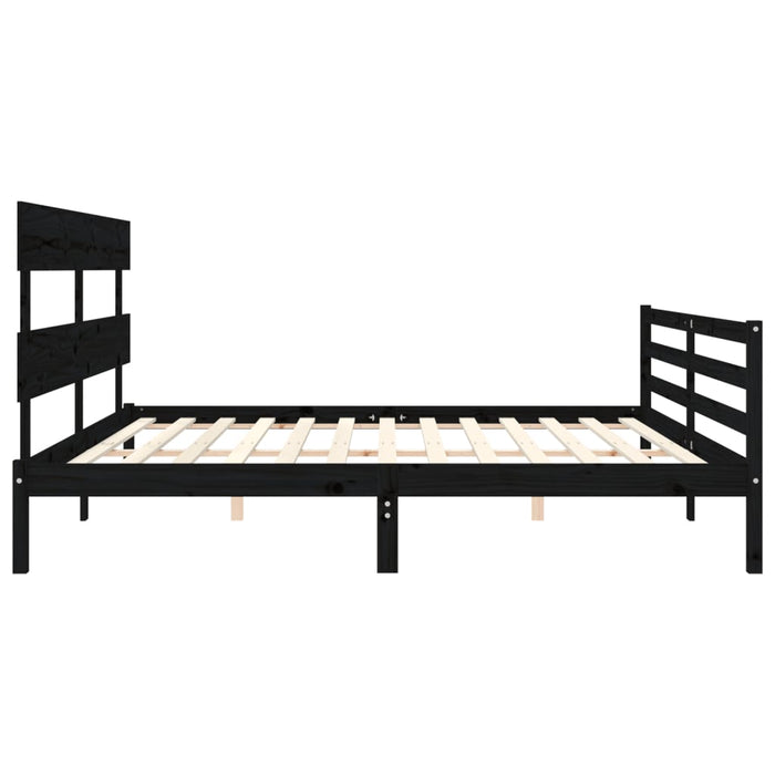 Massivholzbett mit Kopfteil Schwarz