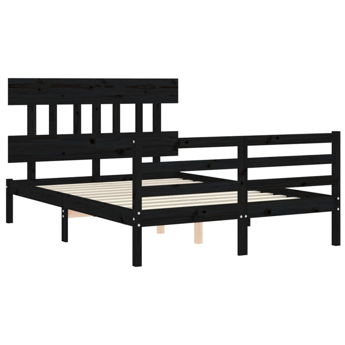 Massivholzbett mit Kopfteil Schwarz