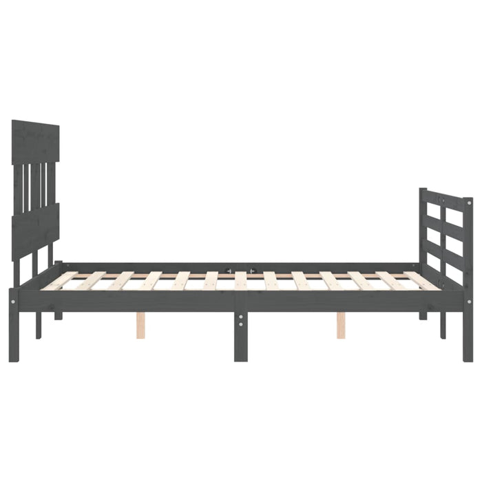 Massivholzbett mit Kopfteil Grau 120x200 cm