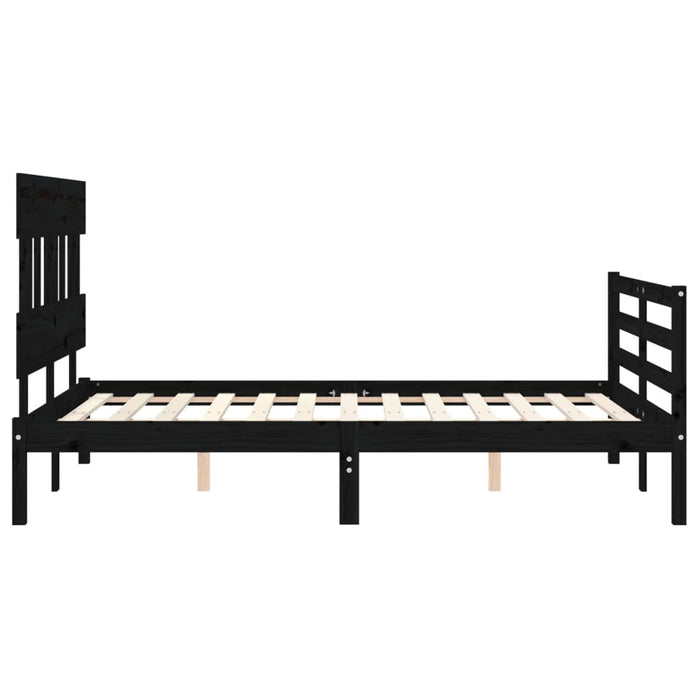 Massivholzbett mit Kopfteil Schwarz 120x200 cm
