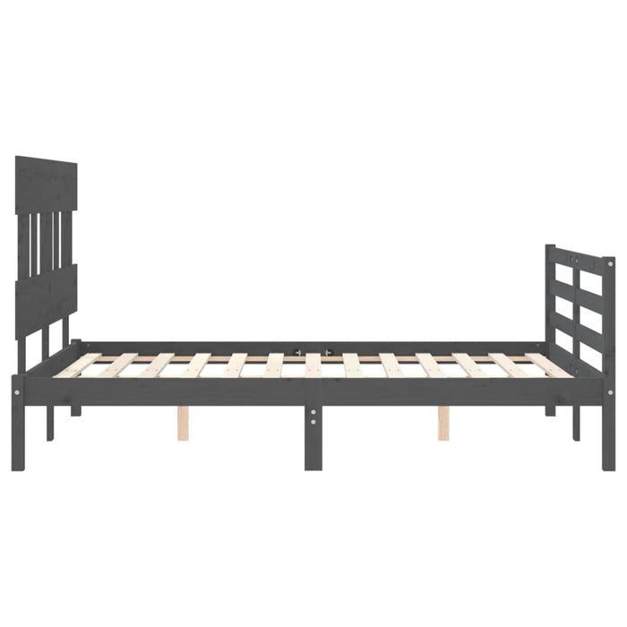 Massivholzbett mit Kopfteil Grau 140x200 cm