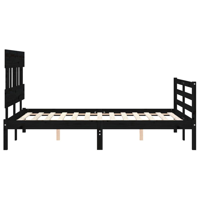Massivholzbett mit Kopfteil Schwarz 140x200 cm
