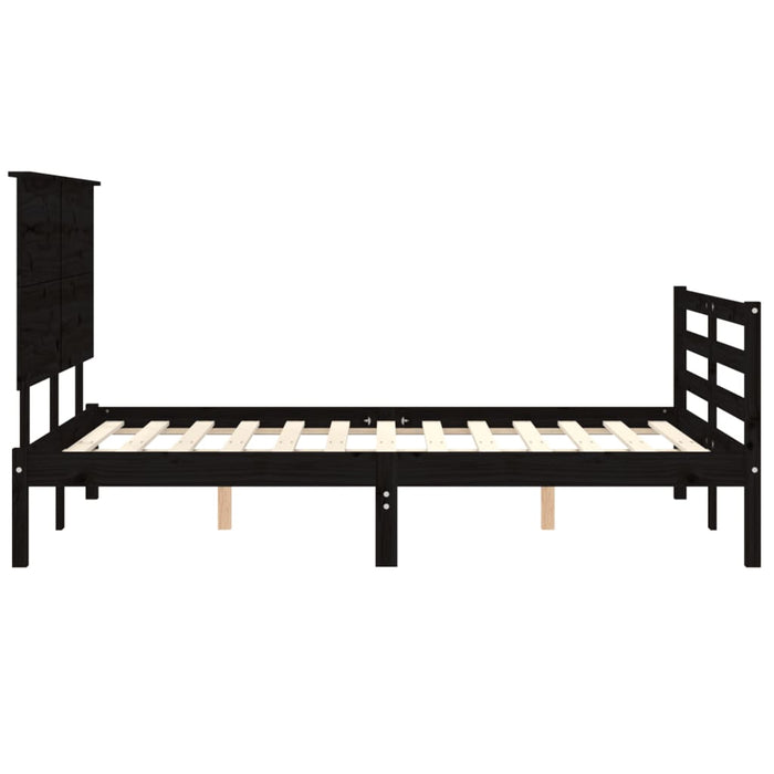 Massivholzbett mit Kopfteil Schwarz 140x190 cm