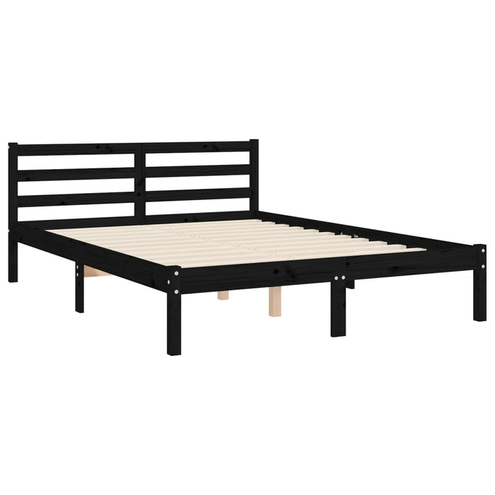 Massivholzbett mit Kopfteil Schwarz 140x190 cm