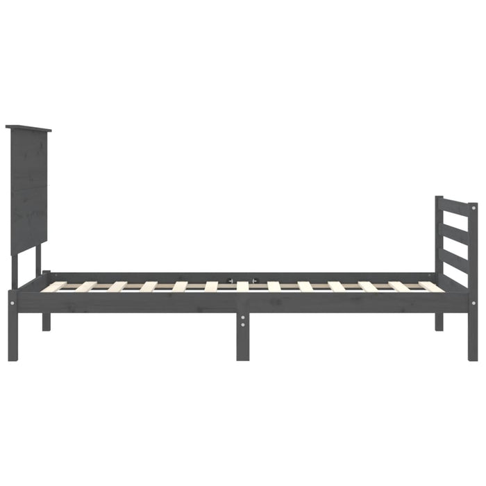 Massivholzbett mit Kopfteil Grau 100x200 cm