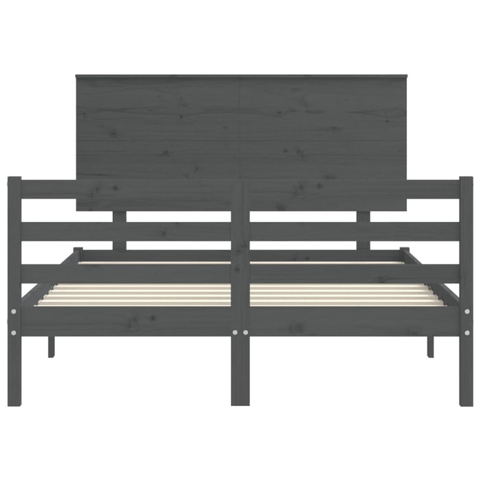 Massivholzbett mit Kopfteil Grau 120x200 cm