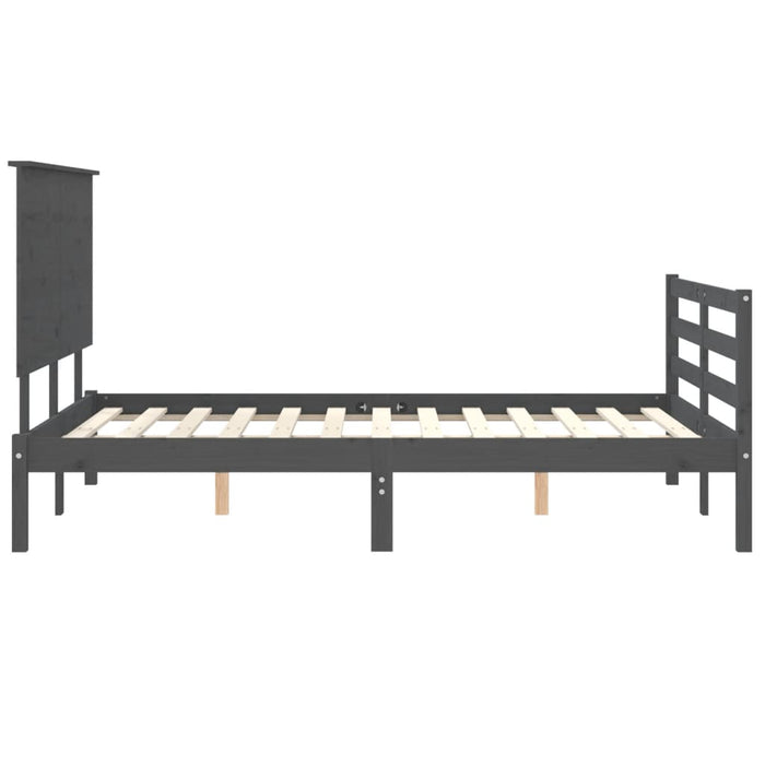 Massivholzbett mit Kopfteil Grau 120x200 cm