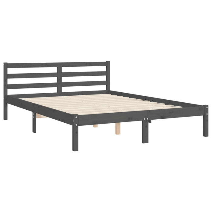 Massivholzbett mit Kopfteil Grau 120x200 cm