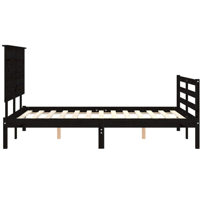 Massivholzbett mit Kopfteil Schwarz 140x200 cm