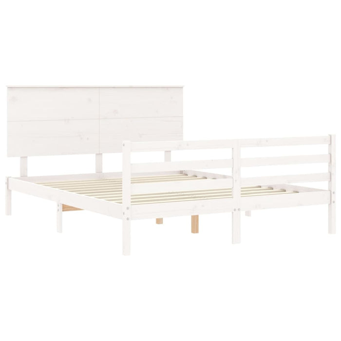 Massivholzbett mit Kopfteil Weiß 160x200 cm