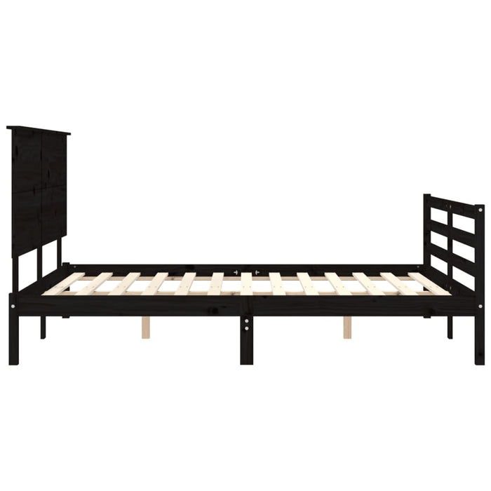 Massivholzbett mit Kopfteil Schwarz 160x200 cm