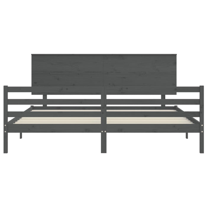 Massivholzbett mit Kopfteil Grau 200x200 cm