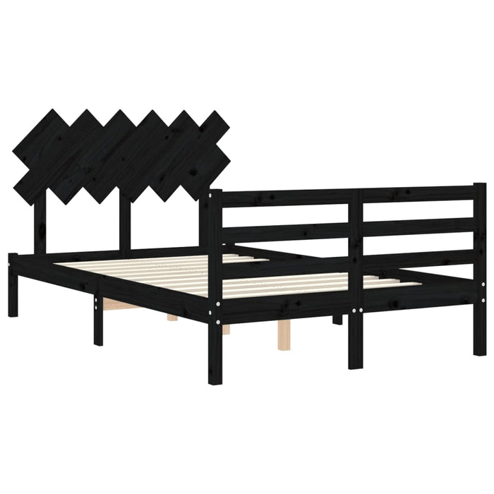 Massivholzbett mit Kopfteil Schwarz