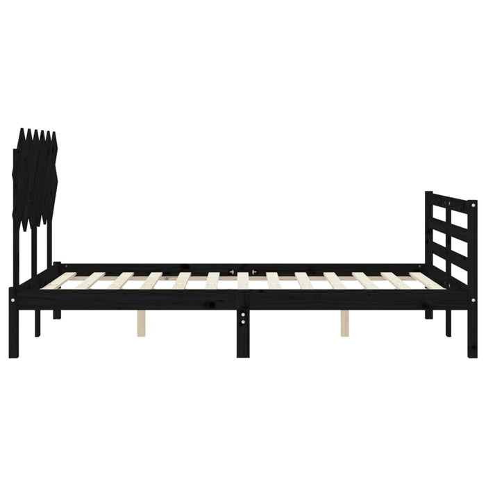 Massivholzbett mit Kopfteil Schwarz