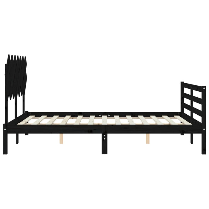 Massivholzbett mit Kopfteil Schwarz 140x190 cm