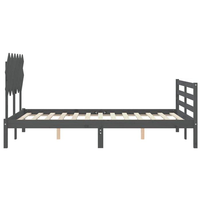 Massivholzbett mit Kopfteil Grau 120x200 cm