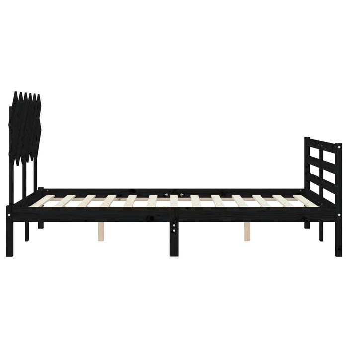Massivholzbett mit Kopfteil Schwarz 120x200 cm