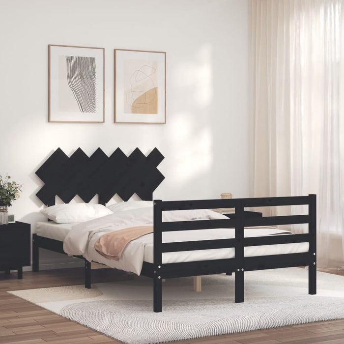 Massivholzbett mit Kopfteil Schwarz 120x200 cm