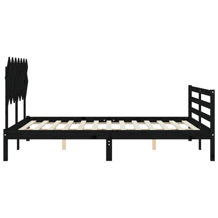 Massivholzbett mit Kopfteil Grau 140x200 cm