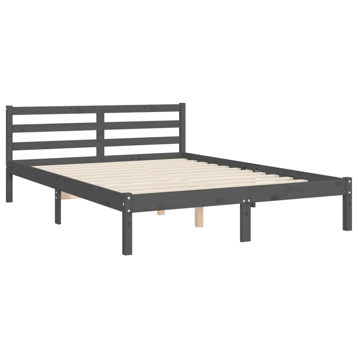 Massivholzbett mit Kopfteil Grau 140x200 cm