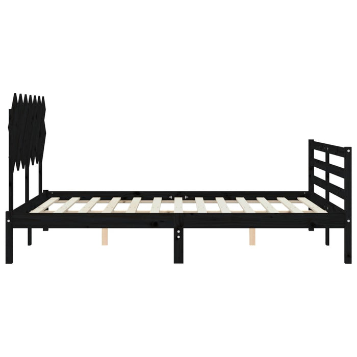 Massivholzbett mit Kopfteil Schwarz 140x200 cm