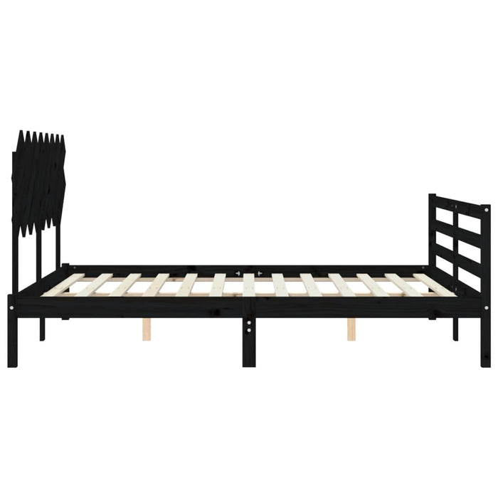 Massivholzbett mit Kopfteil Schwarz 160x200 cm