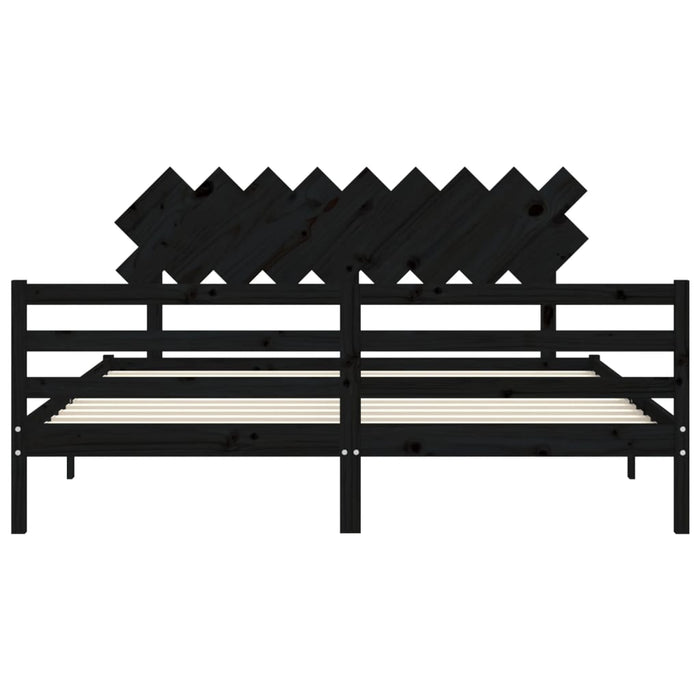 Massivholzbett mit Kopfteil Schwarz