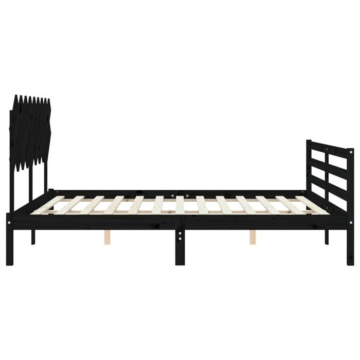 Massivholzbett mit Kopfteil Schwarz