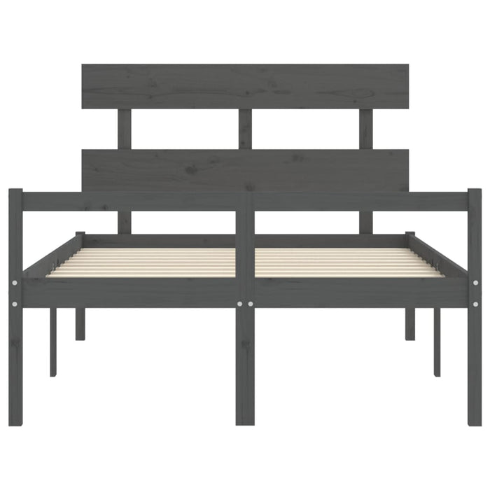 Massivholzbett mit Kopfteil Grau 140x190 cm