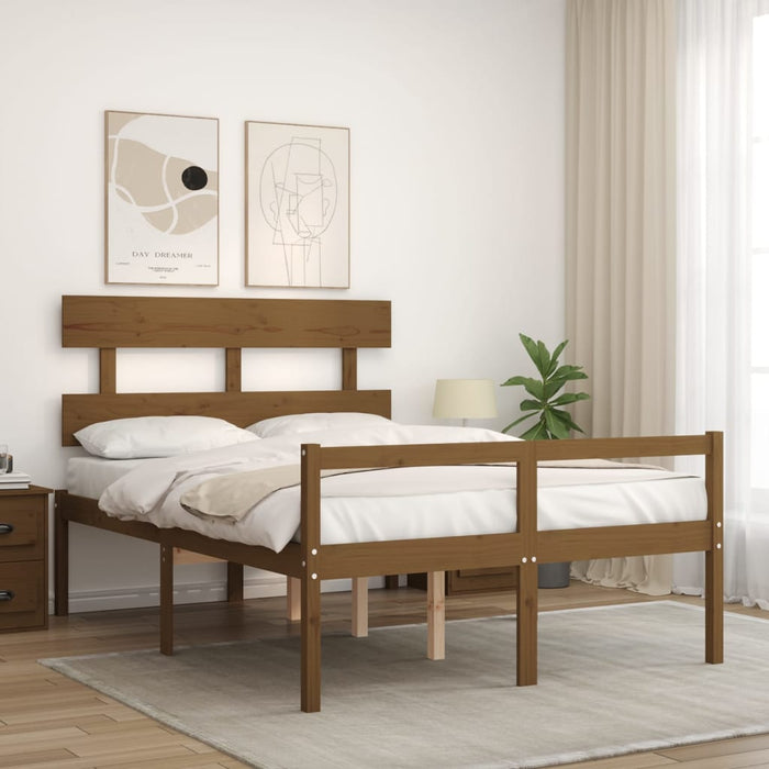 Massivholzbett mit Kopfteil Honigbraun 140x190 cm