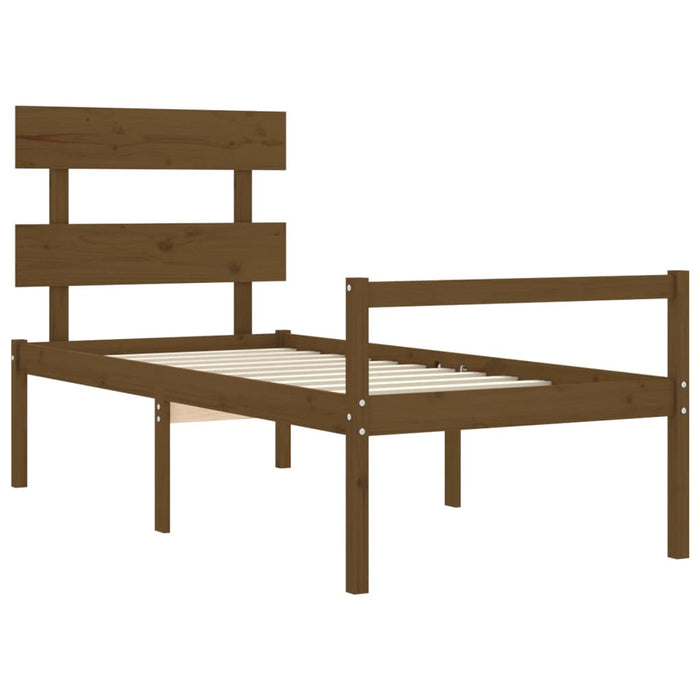 Massivholzbett mit Kopfteil Honigbraun 90x200 cm