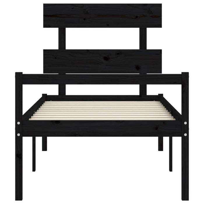 Massivholzbett mit Kopfteil Schwarz 90x200 cm