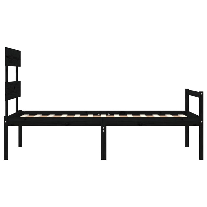 Massivholzbett mit Kopfteil Schwarz 90x200 cm