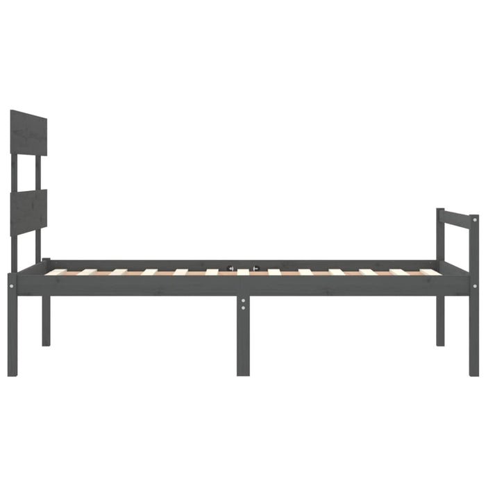 Massivholzbett mit Kopfteil Grau 100x200 cm