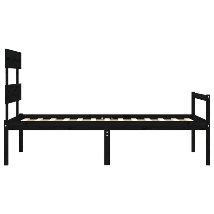 Massivholzbett mit Kopfteil Schwarz 100x200 cm