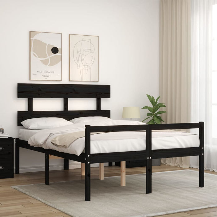 Massivholzbett mit Kopfteil Schwarz 120x200 cm